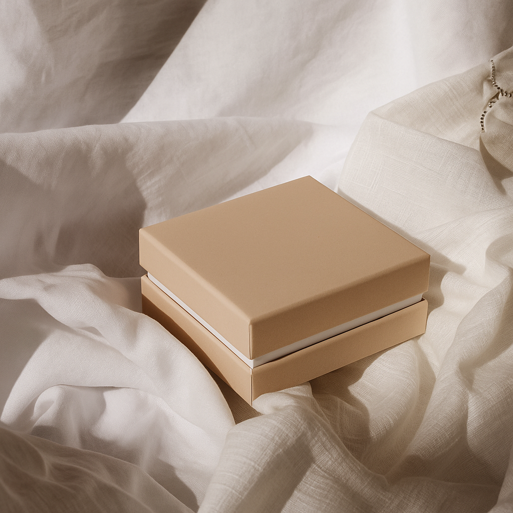 package in background of fabric