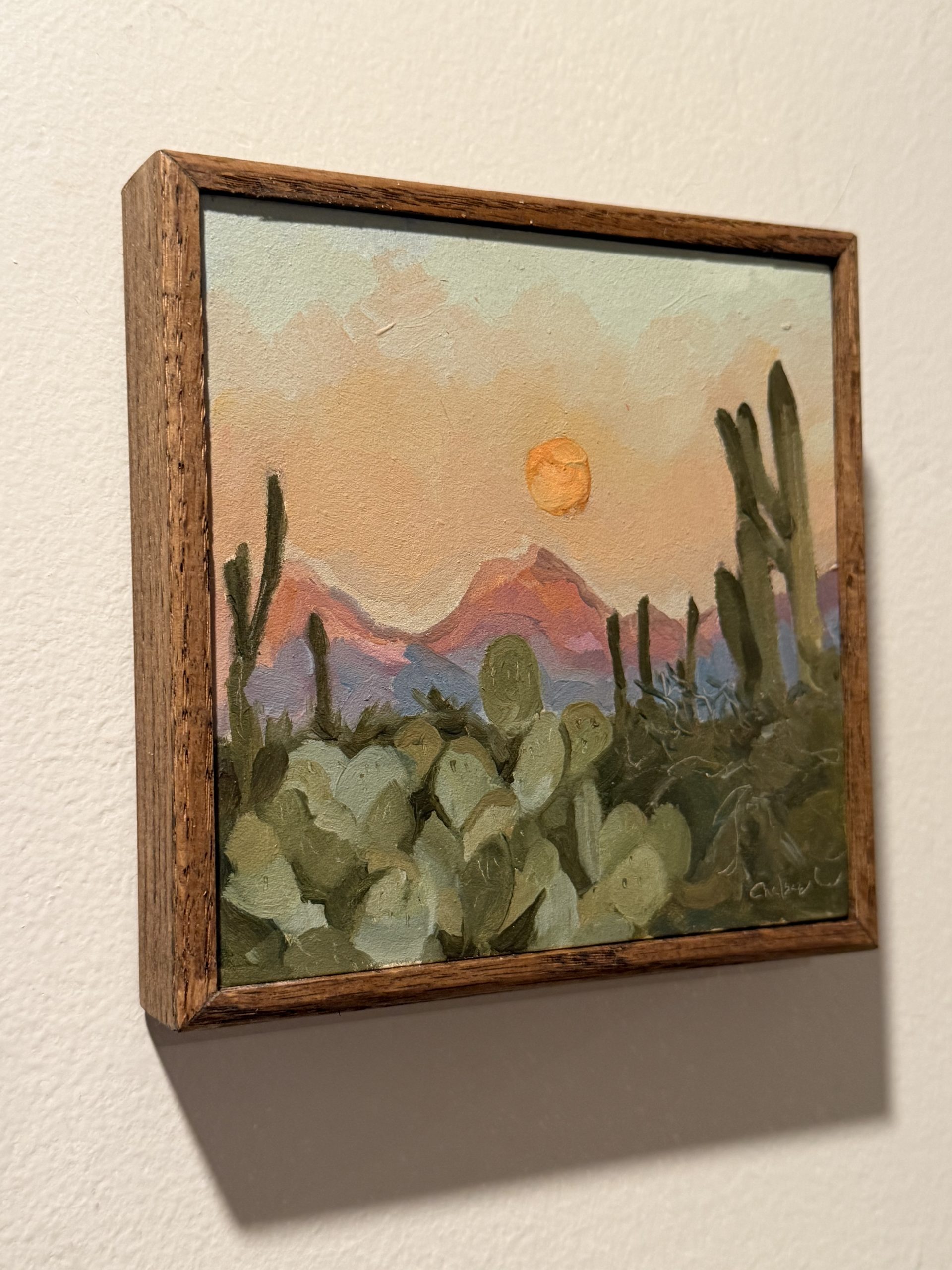 Arizona sunset original oil painting 5x5