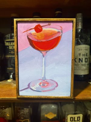 Cherry Martini original oil painting 5x7