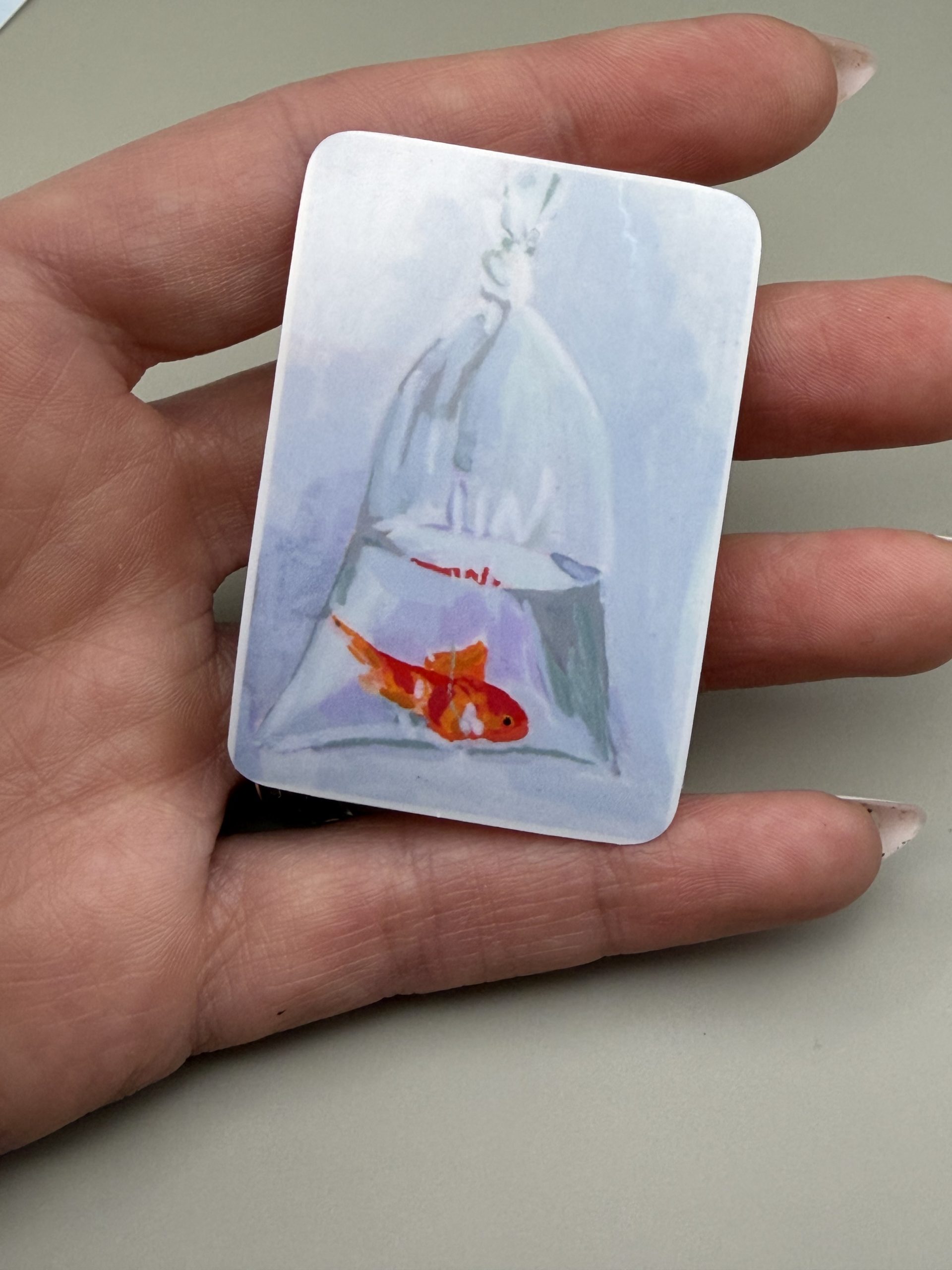 Vinyl sticker- goldfish in a bag (two sizes) - Image 2