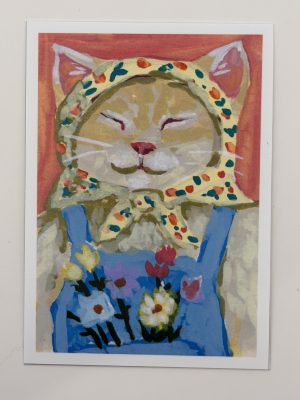 ACEO Print- illustrative cat-Farmer Cat-2.5x3.5" luster print